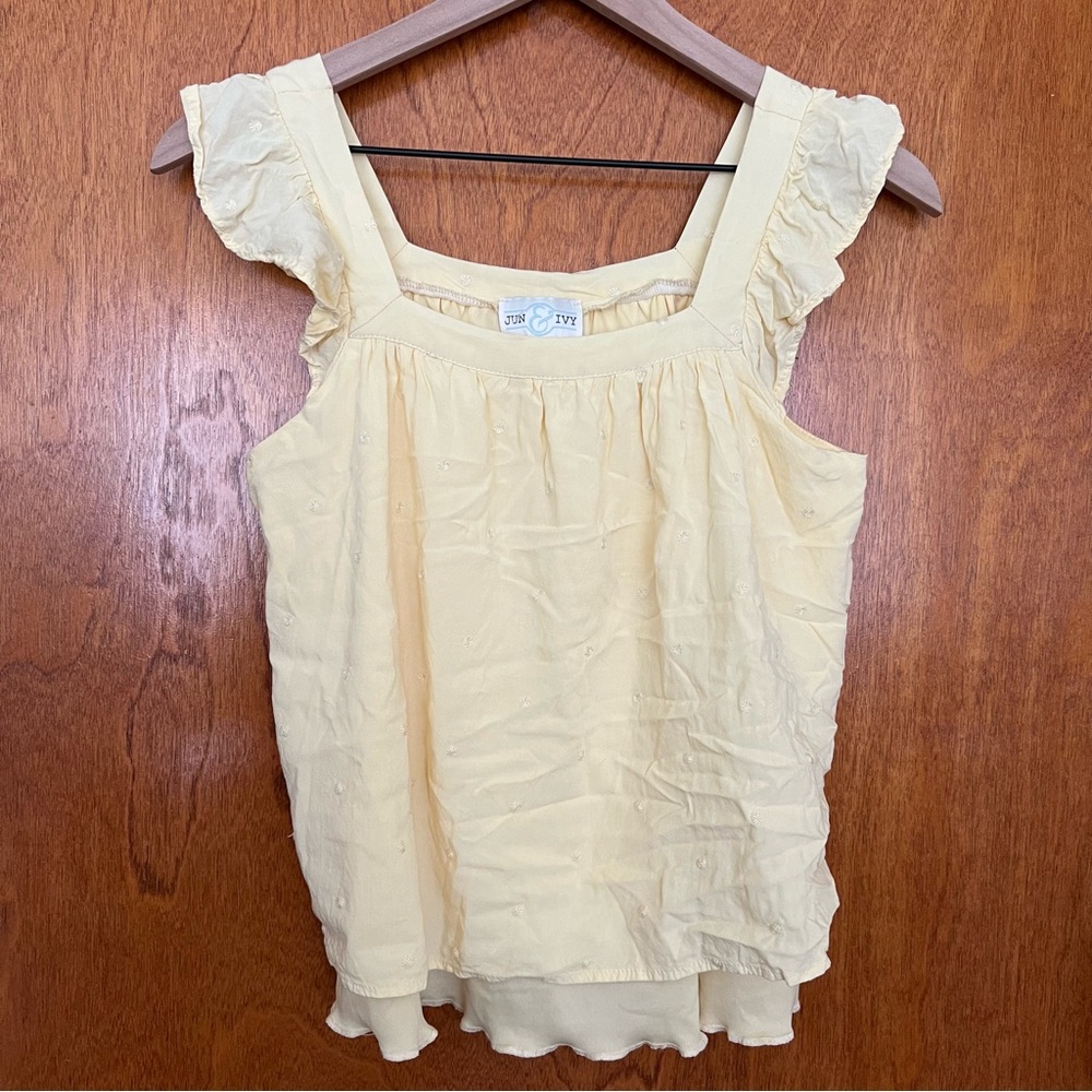 NWOT Jun & Ivy Yellow Ruffle Tank Top